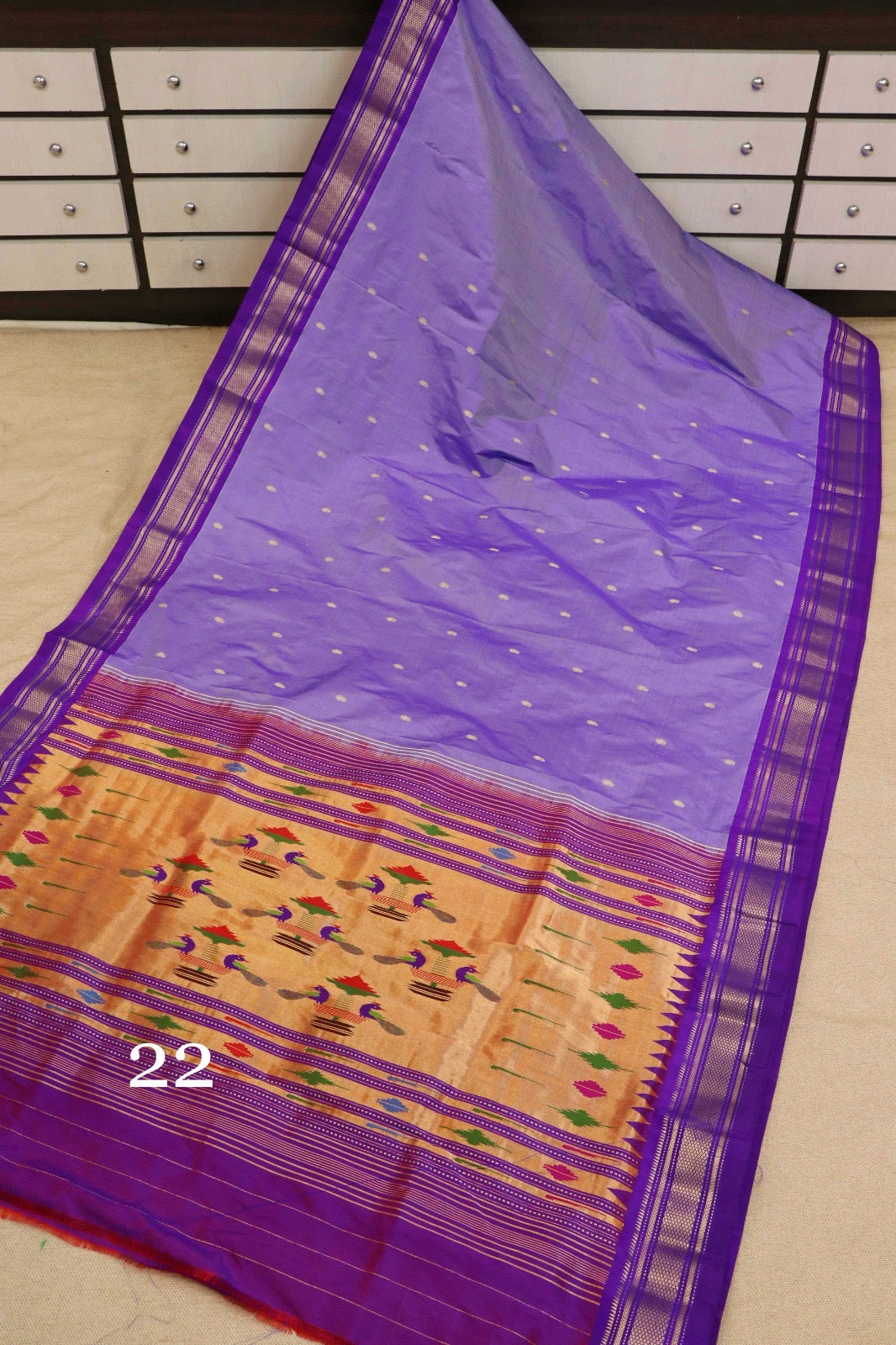 Lavender Saaj Narali Paithani
