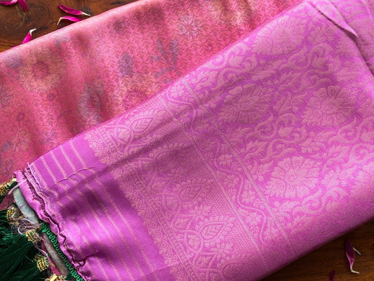 Semi Silk Rainbow Pink Saree
