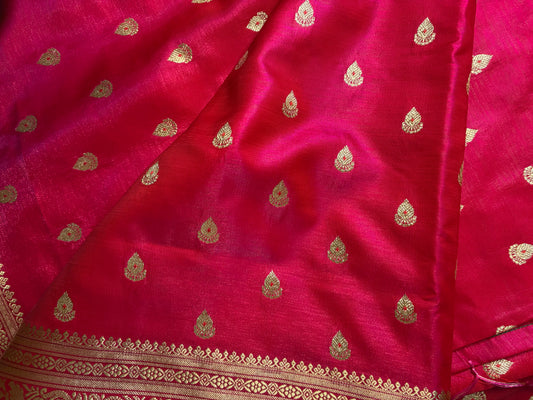 Crimson Majesty Banarasi Satin Silk Saree