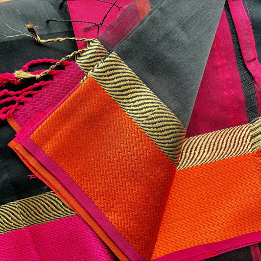 Midnight Allure Maheshwari Saree