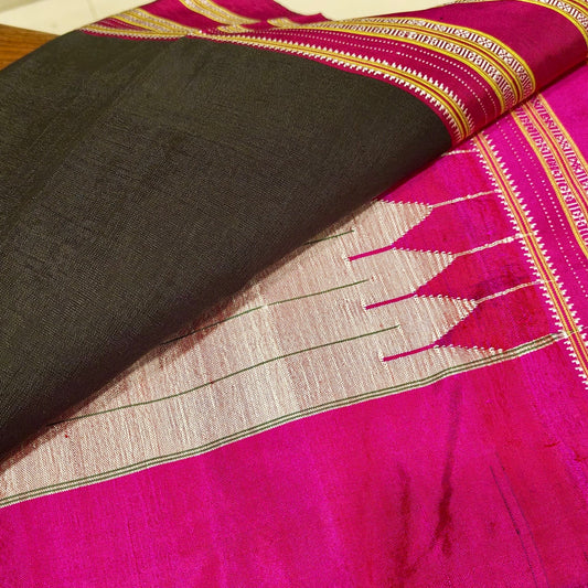 Midnight Bloom Ilkal Saree