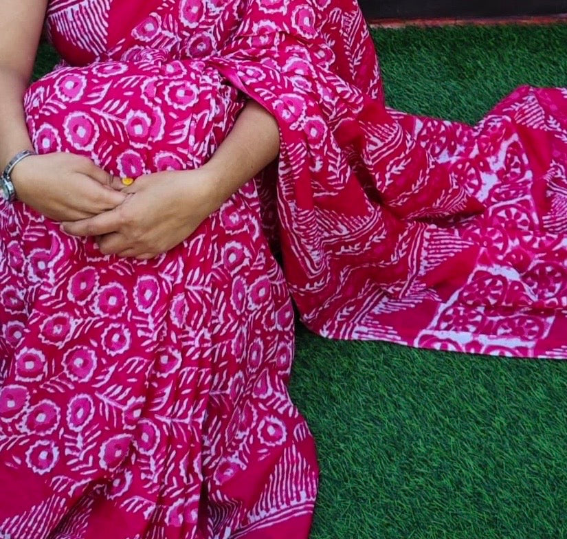 Blush Serenity – Pure Mulmul Cotton Saree