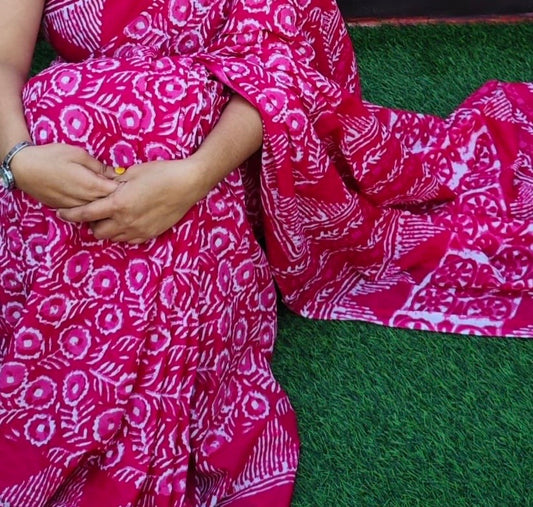 Blush Serenity – Pure Mulmul Cotton Saree