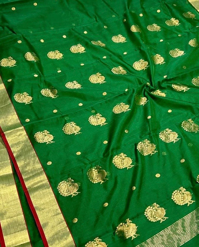 Regal Emerald Chanderi Saree