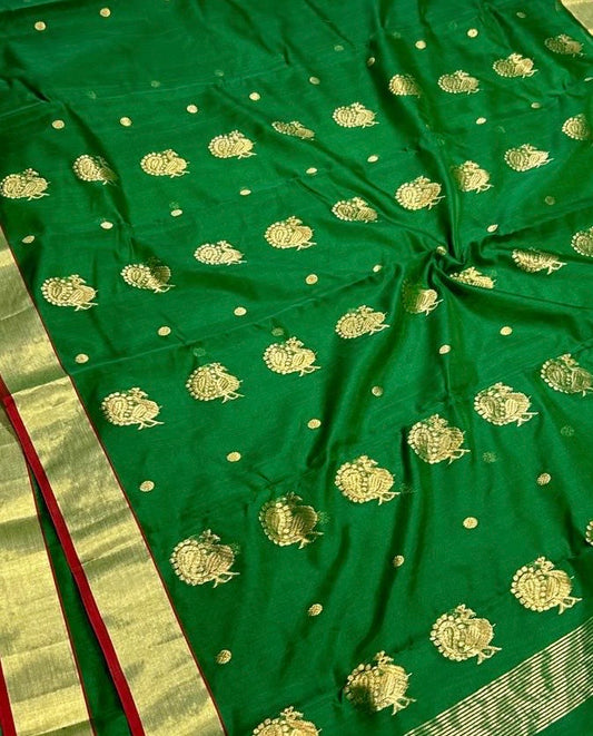 Regal Emerald Chanderi Saree