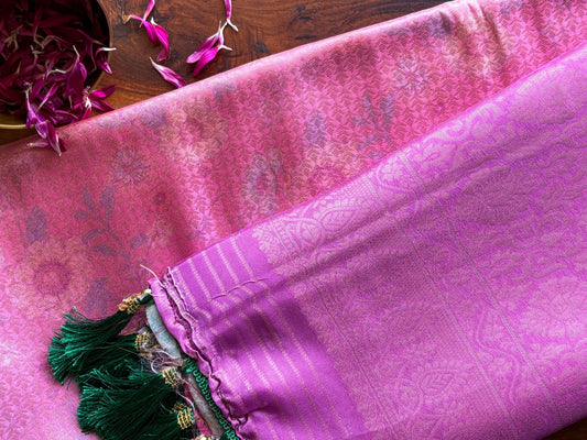 Semi Silk Rainbow Pink Saree