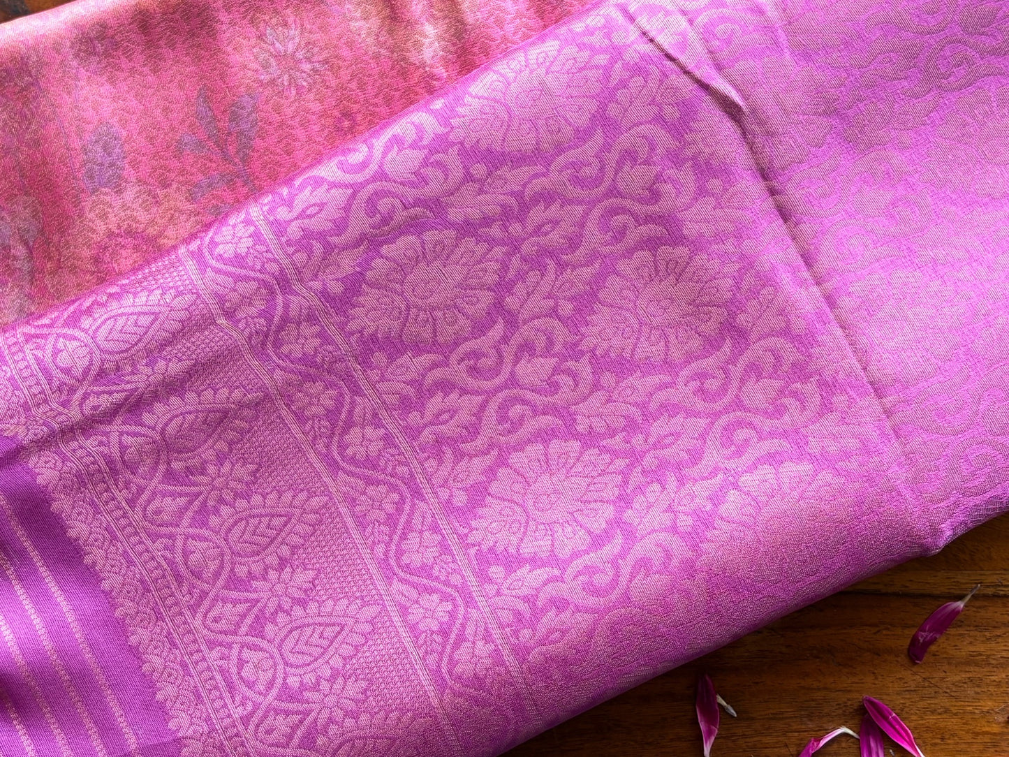 Semi Silk Rainbow Pink Saree