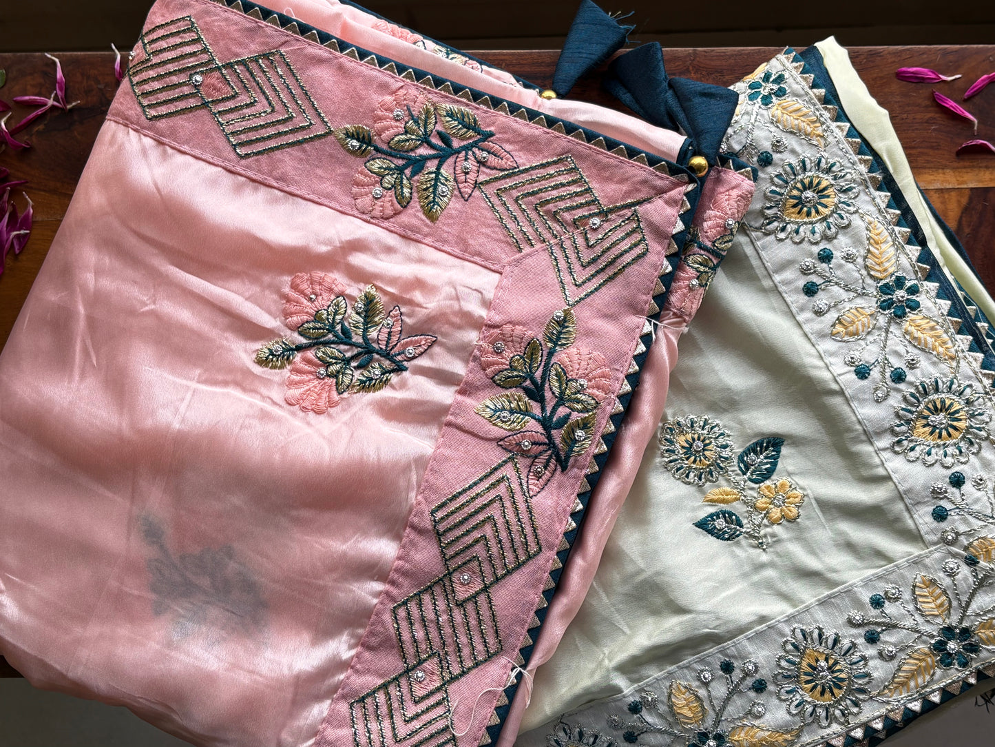 Pastel Pink Satin Party Wear Saree