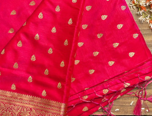 Crimson Majesty Banarasi Satin Silk Saree