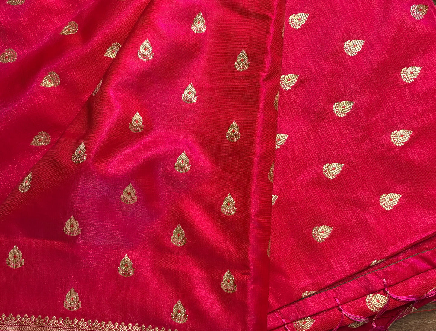 Crimson Majesty Banarasi Satin Silk Saree