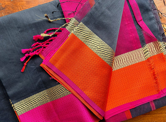 Midnight Allure Maheshwari Saree