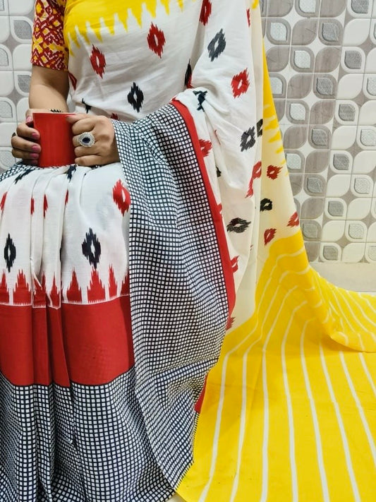 Ethereal Harmony – Pure Mulmul Cotton Saree