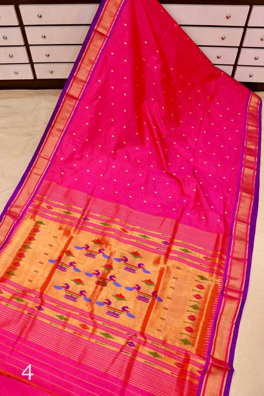 Gulabi Mor Narali Paithani
